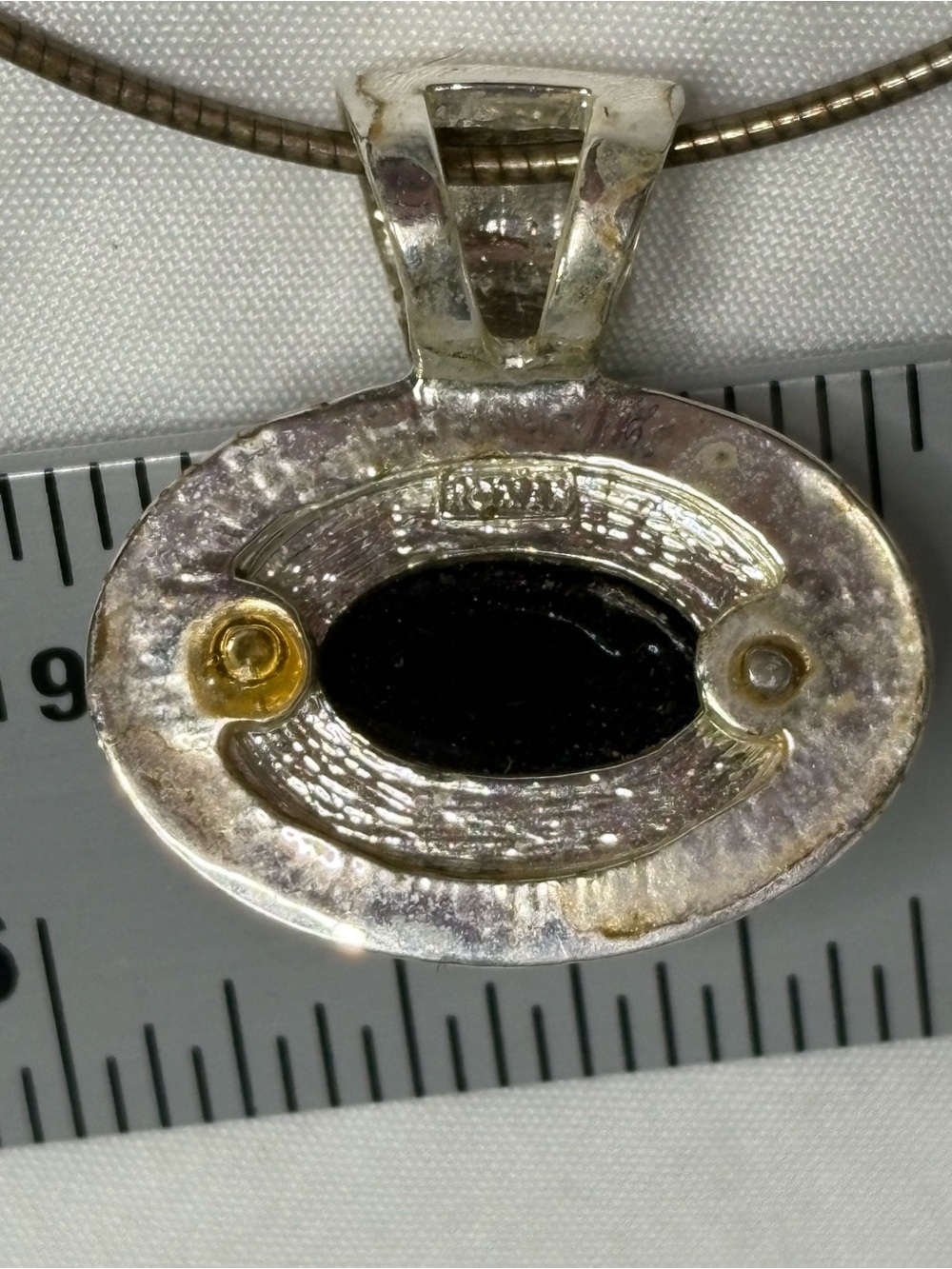 Sterling Silver Black Onyx Oval Pendant Necklace - Picture 7 of 9